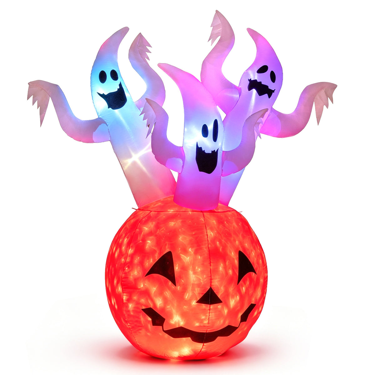 6 FT Inflatable Ghost Pumpkin with Colorful LED Lights