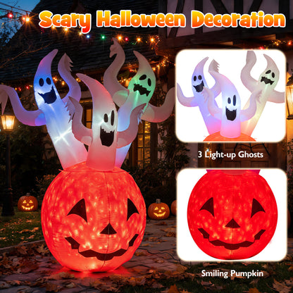 6 FT Inflatable Ghost Pumpkin with Colorful LED Lights