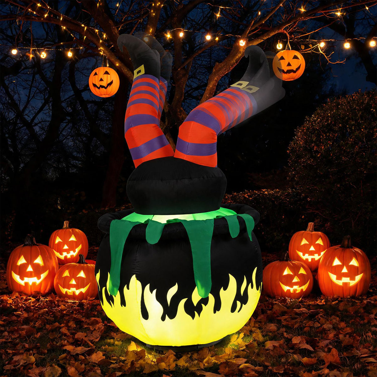 6 FT Animated Halloween Inflatable Kicking Witch with LED Light
