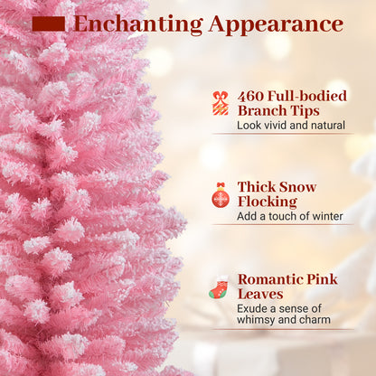 6 FT Artificial Christmas Tree with 460 Branch Tips and Folding Metal Stand