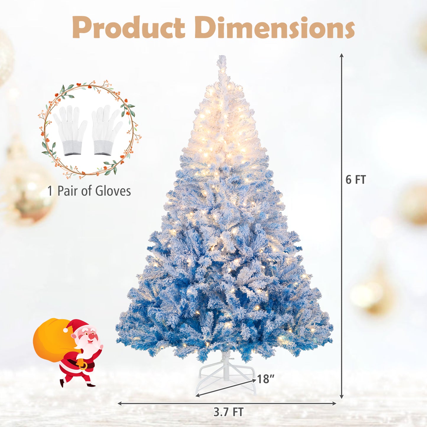 6 FT Artificial Christmas Tree with Warm White LED Lights and 8 Modes