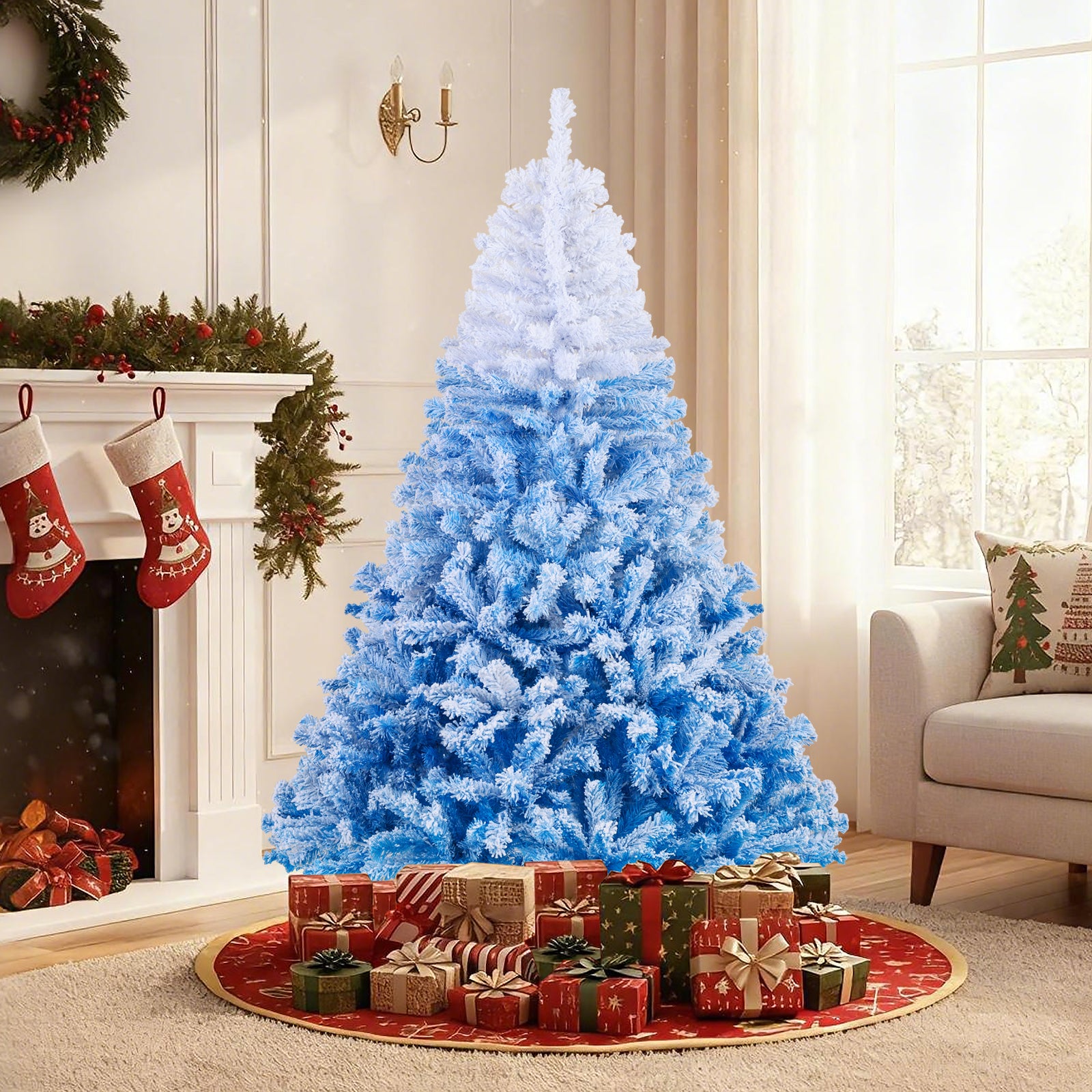 6 FT Artificial Christmas Tree with Warm White LED Lights and 8 Modes