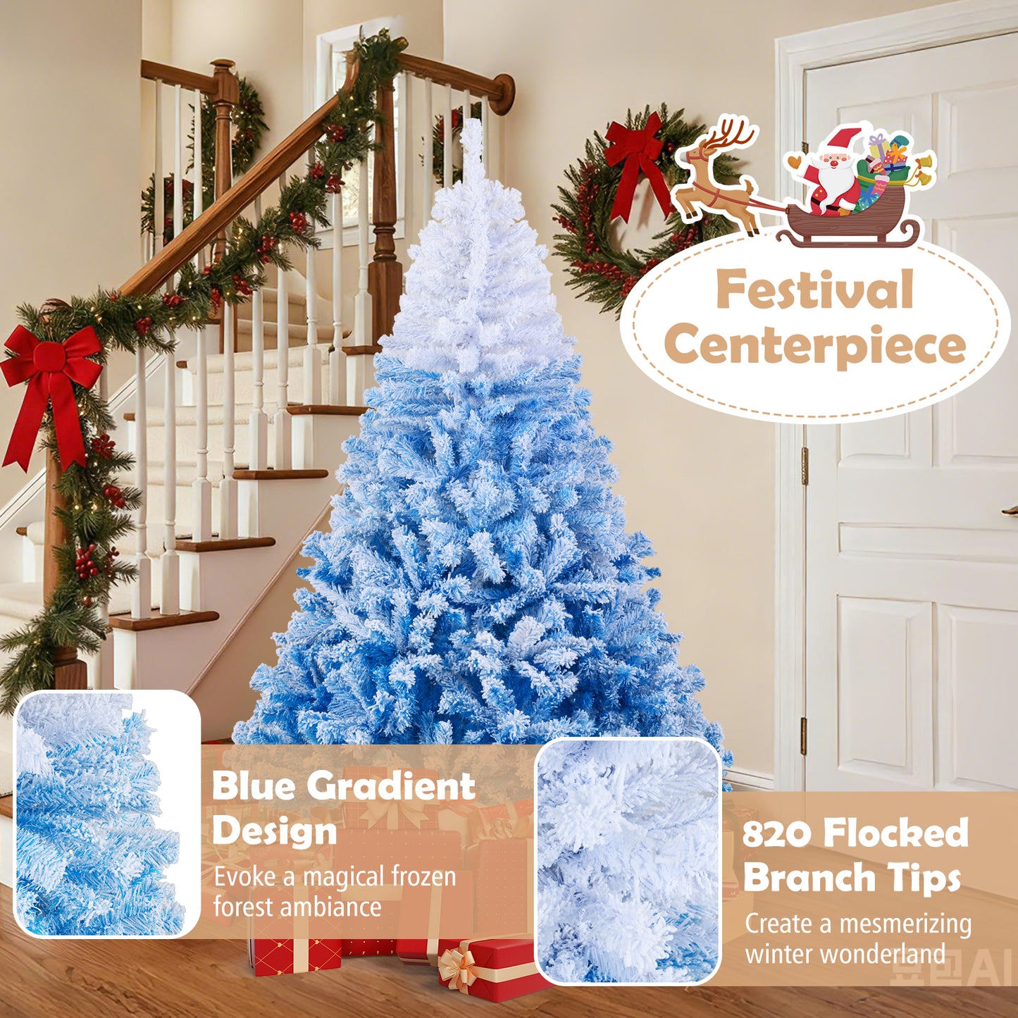 6 FT Artificial Christmas Tree with Warm White LED Lights and 8 Modes