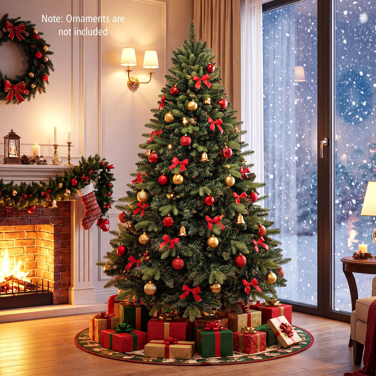 8 FT Artificial Christmas Tree with 1450 Full Branch Tips and Folding Metal Stand