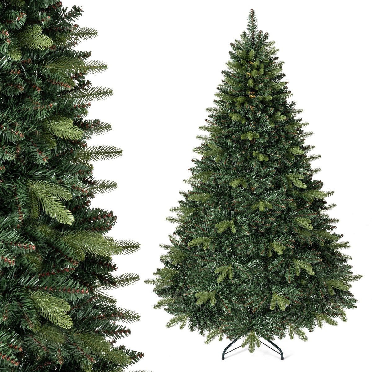 8 FT Artificial Christmas Tree with 1450 Full Branch Tips and Folding Metal Stand