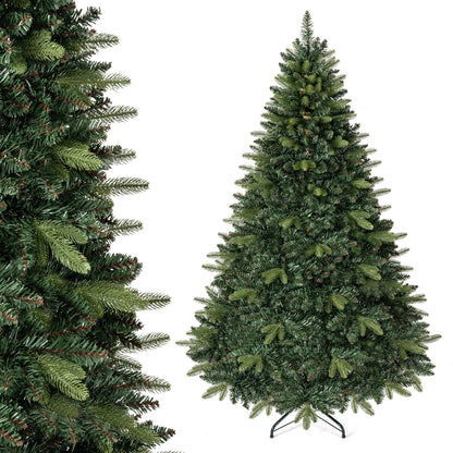 8 FT Artificial Christmas Tree with 1450 Full Branch Tips and Folding Metal Stand