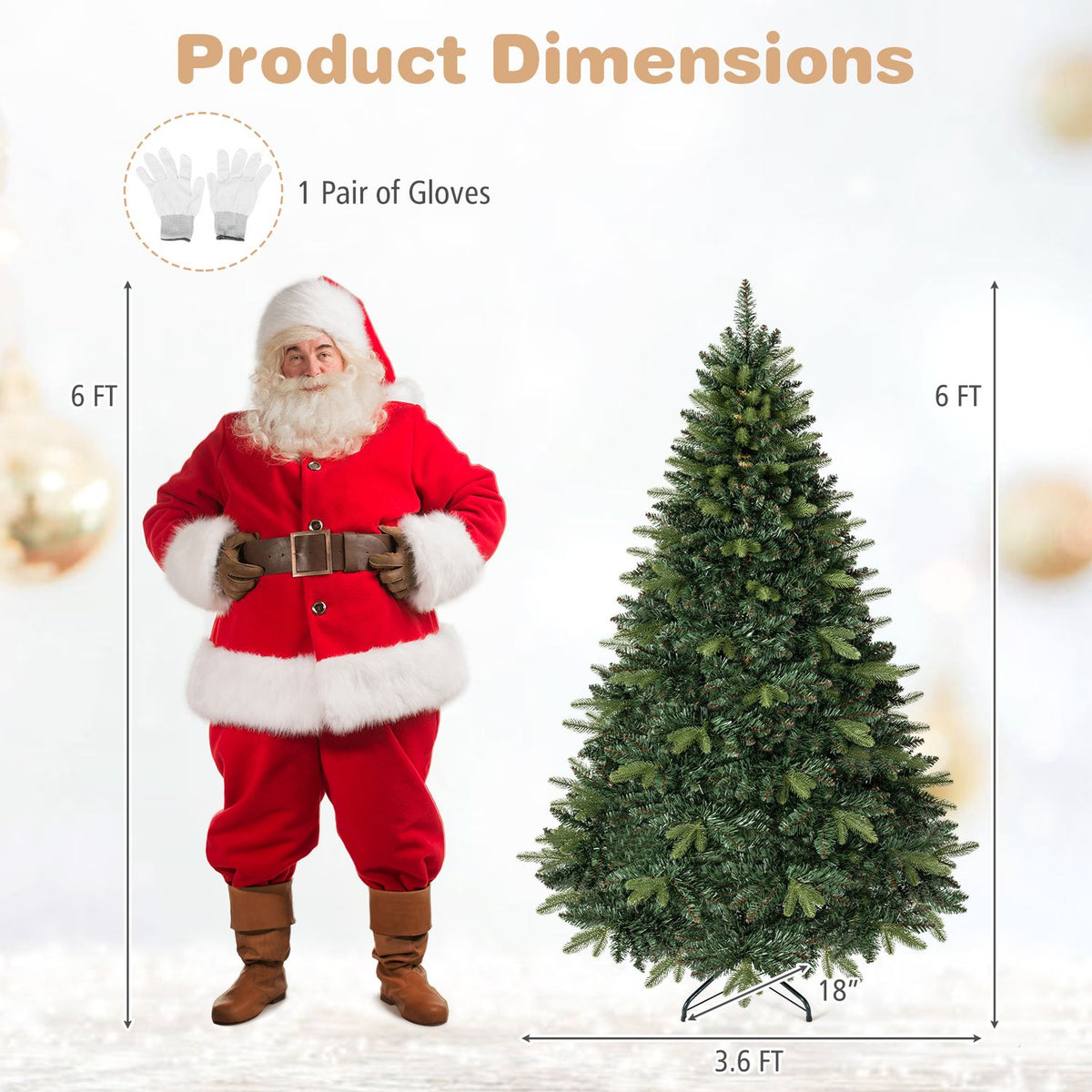 8 FT Artificial Christmas Tree with 1450 Full Branch Tips and Folding Metal Stand