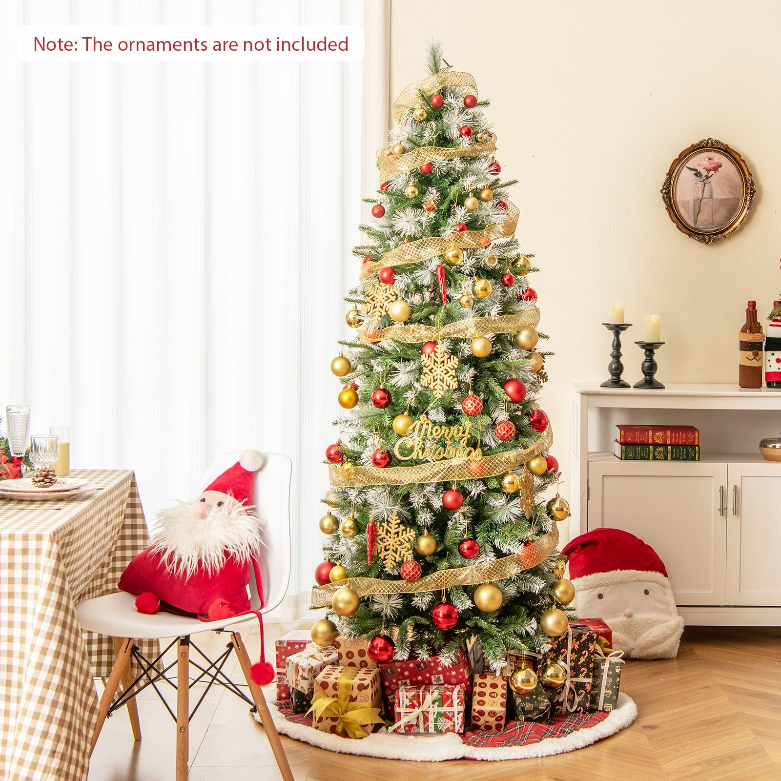 6/7.5/9 FT Artificial Christmas Tree with Warm-White LED Lights-S