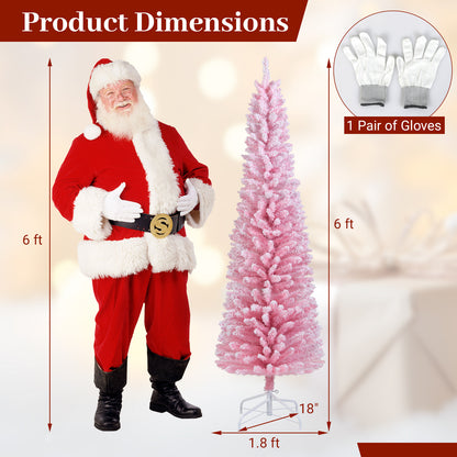 6 FT Artificial Pink Christmas Tree with 460 Branch Tips for Holiday