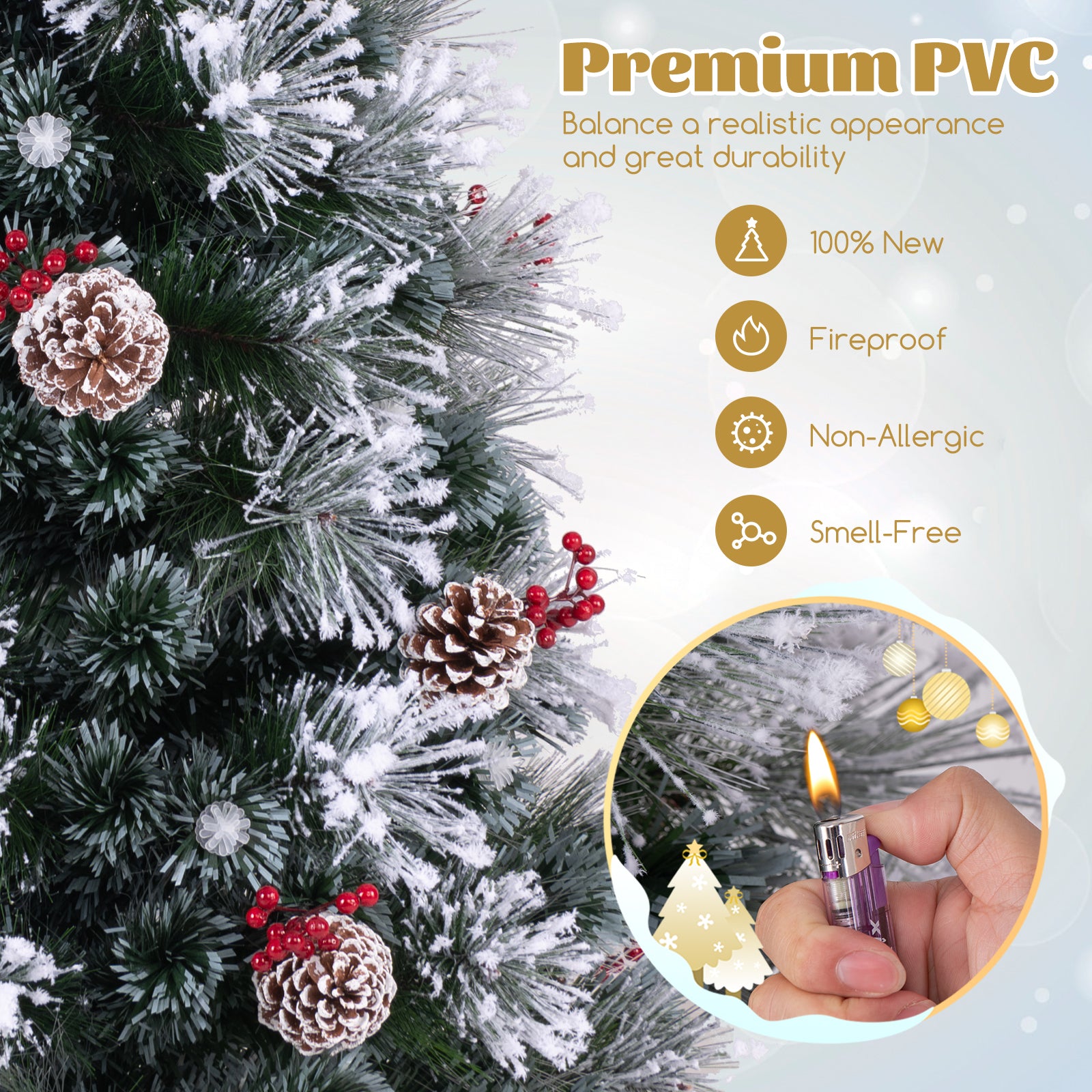6 FT Flocked Christmas Tree with 8 Lighting Modes