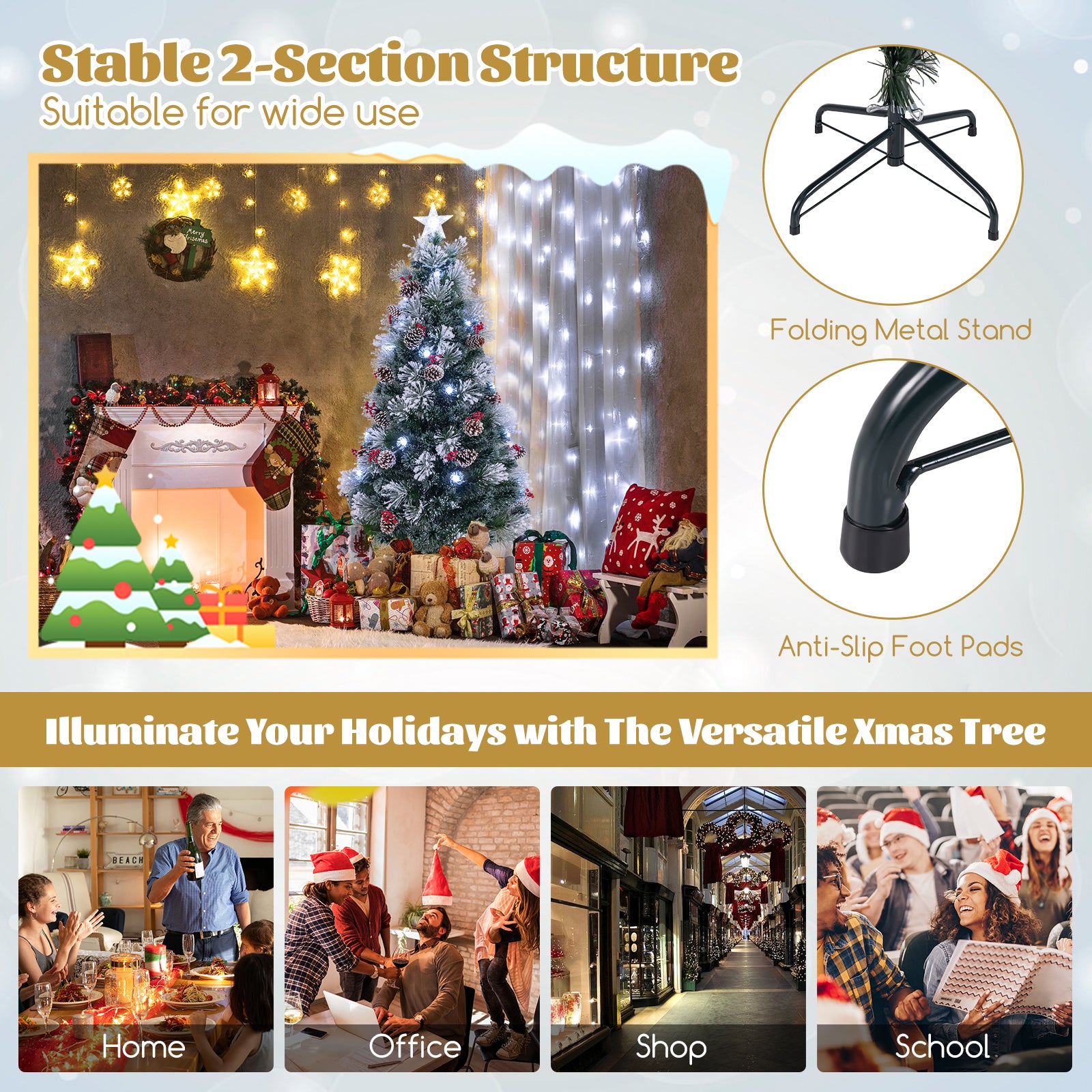 6 FT Flocked Christmas Tree with 8 Lighting Modes