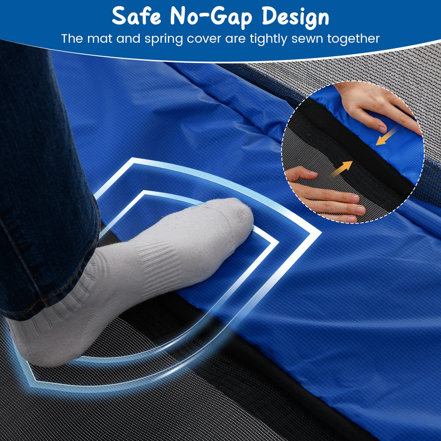 6 FT Kids Trampoline with Swing and Horizontal Bar Small Rectangle Trampoline-Blue