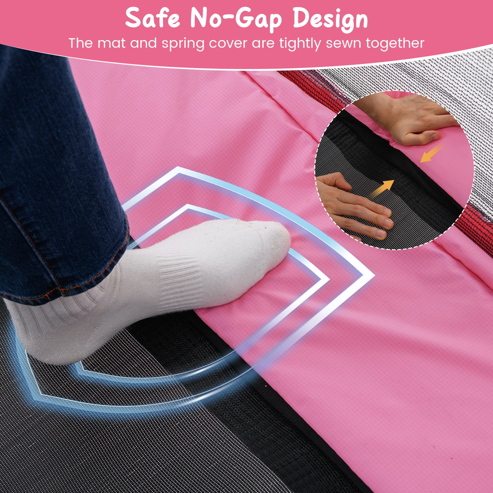 6 FT Kids Trampoline with Swing and Horizontal Bar Small Rectangle Trampoline-Pink