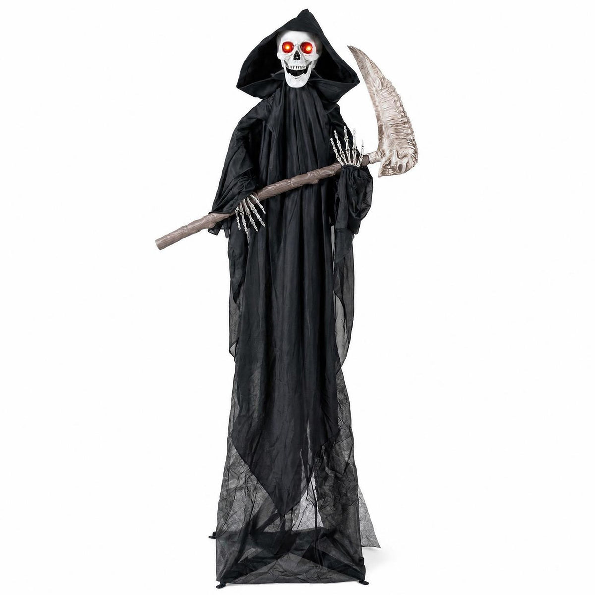 6 FT Lifelike Grim Reaper with Scythe Decorations and Bone-Chilling Sound