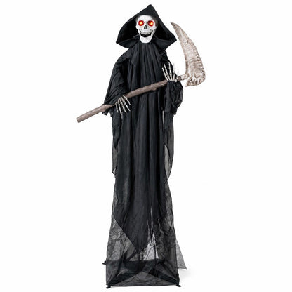 6 FT Lifelike Grim Reaper with Scythe Decorations and Bone-Chilling Sound