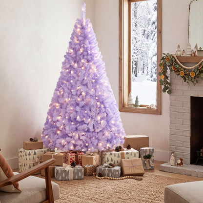 6 FT Light Purple Pre-Lit Peacock Blue Christmas Tree with 250 Warm White LED Lights