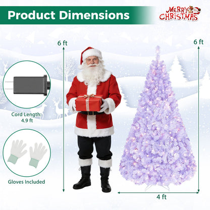 6 FT Light Purple Pre-Lit Peacock Blue Christmas Tree with 250 Warm White LED Lights