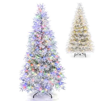 6 FT Pre-Lit Flocked Christmas Tree with LED Lights
