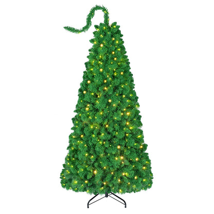 6 FT Pre-Lit Artificial Christmas Tree with Green Snow Flocking