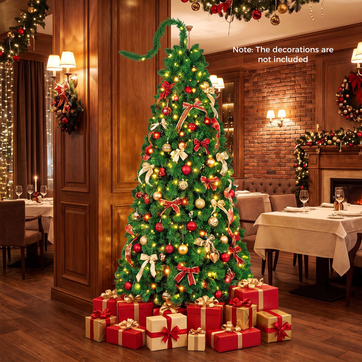 6 FT Pre-Lit Artificial Christmas Tree with Green Snow Flocking