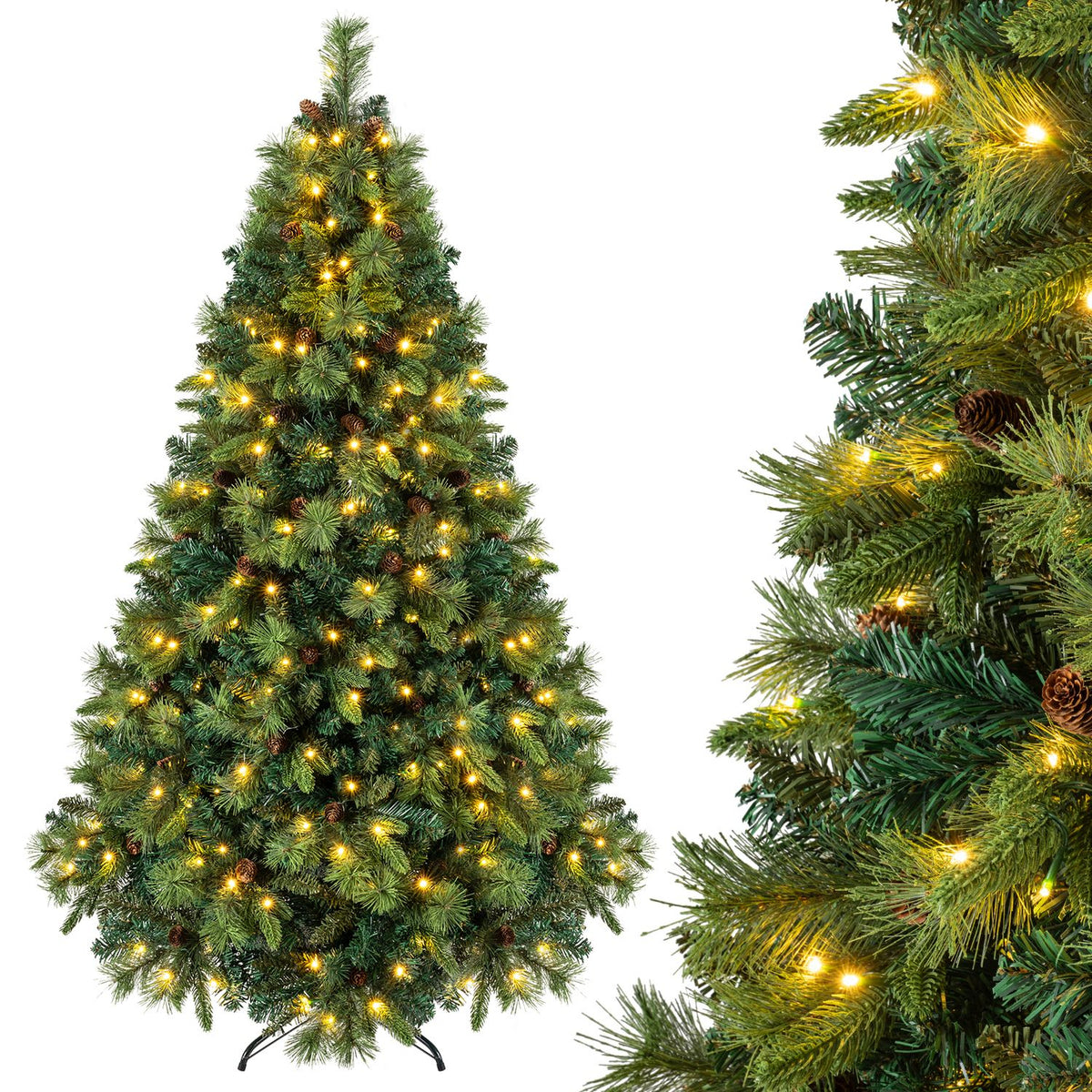 8 FT Pre-Lit Artificial Christmas Tree with 310/400/515 Warm White LED Lights and 8