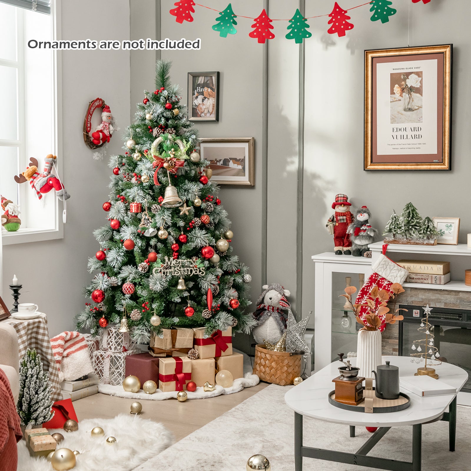 6 Feet Pre-Lit Artificial Christmas Tree with 350 LED Lights