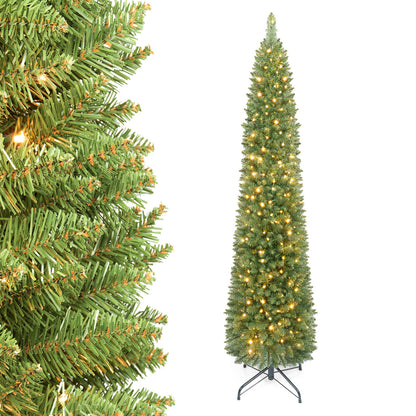 6 FT Pre-Lit Pencil Christmas Tree with 180 Warm White LEDs