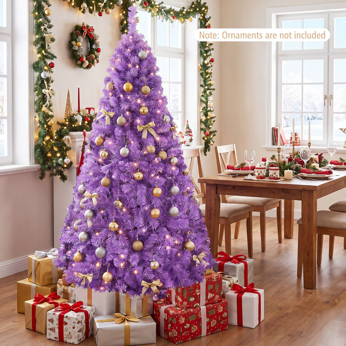 6 FT Pre-Lit Purple Christmas Tree with 500/250/140/750 Warm White LED Lights
