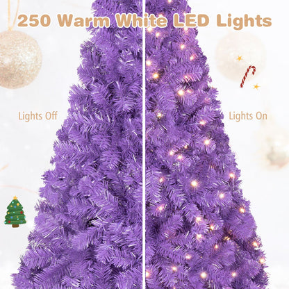 6 FT Pre-Lit Purple Christmas Tree with 500/250/140/750 Warm White LED Lights