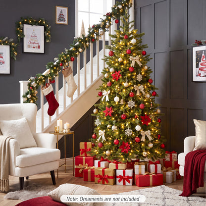 6 FT Pre-lit Christmas Tree with 250/470 Warm White and Multi-color Dimmable LED Light for Home Office