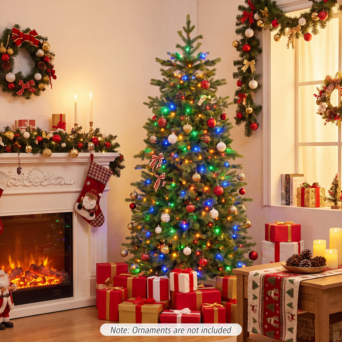 6 FT Pre-lit Christmas Tree with 250/470 Warm White and Multi-color Dimmable LED Light for Home Office