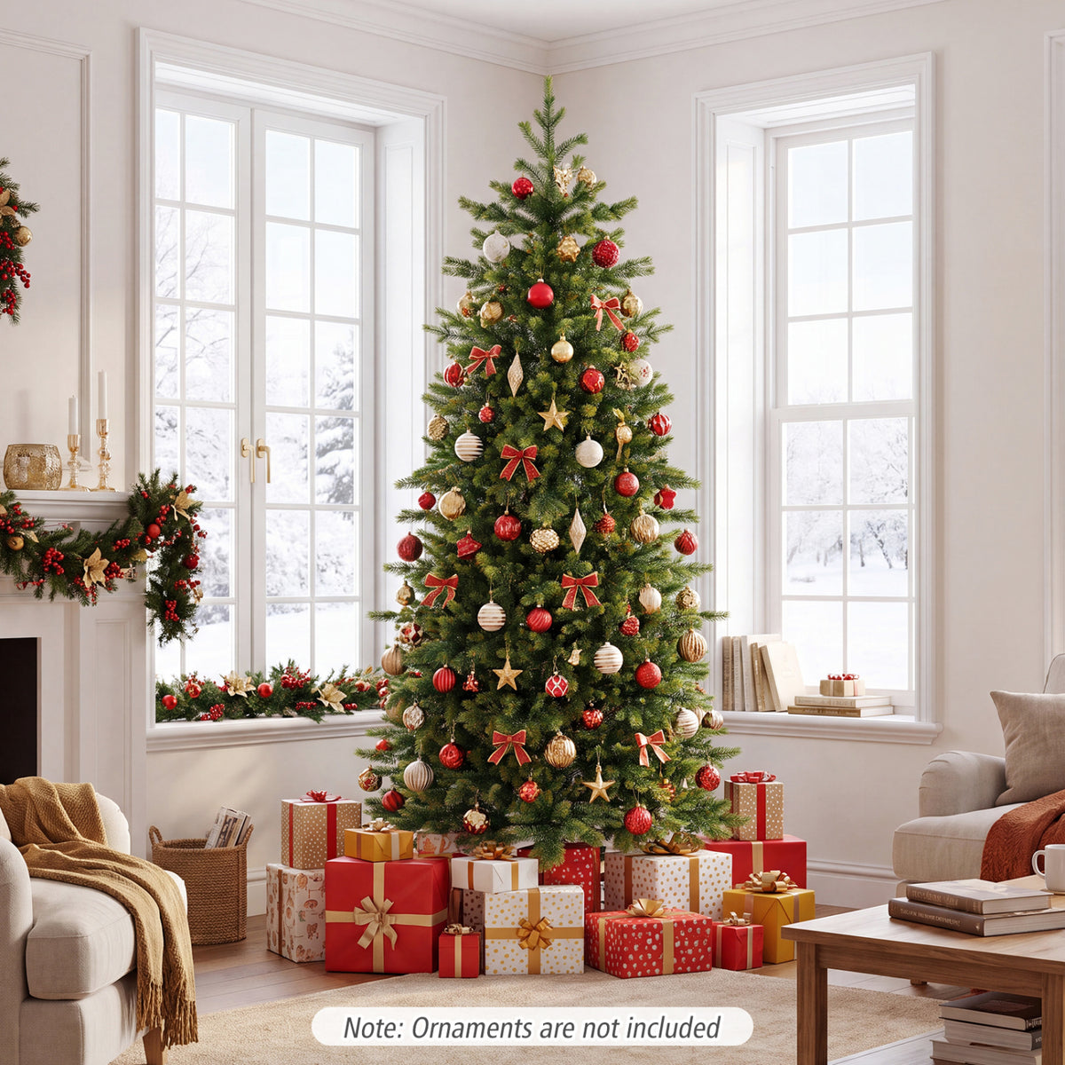 6 FT Pre-lit Christmas Tree with 250/470 Warm White and Multi-color Dimmable LED Light for Home Office