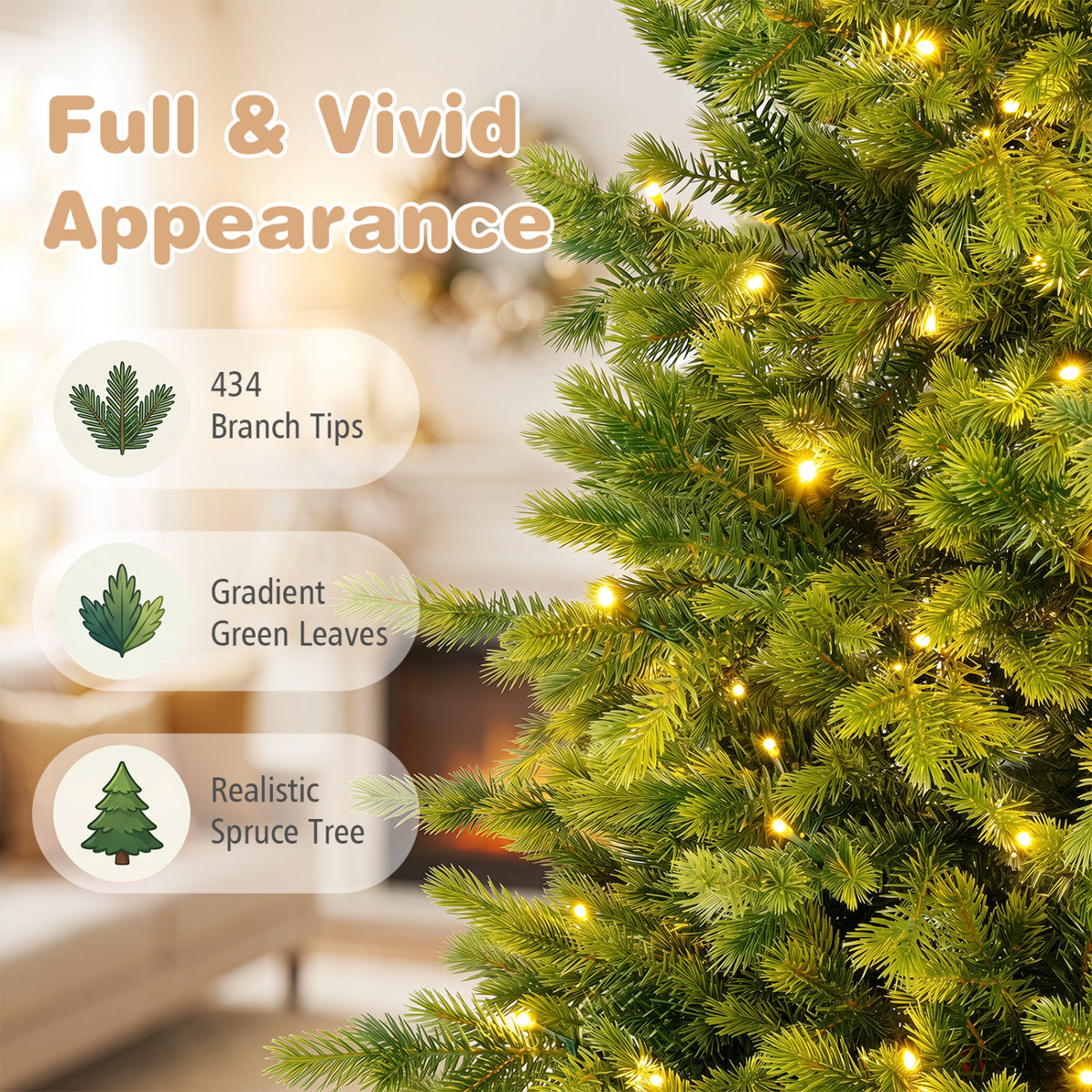 6 FT Pre-lit Christmas Tree with 250/470 Warm White and Multi-color Dimmable LED Light for Home Office