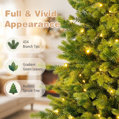 6 FT Pre-lit Christmas Tree with 250/470 Warm White and Multi-color Dimmable LED Light for Home Office