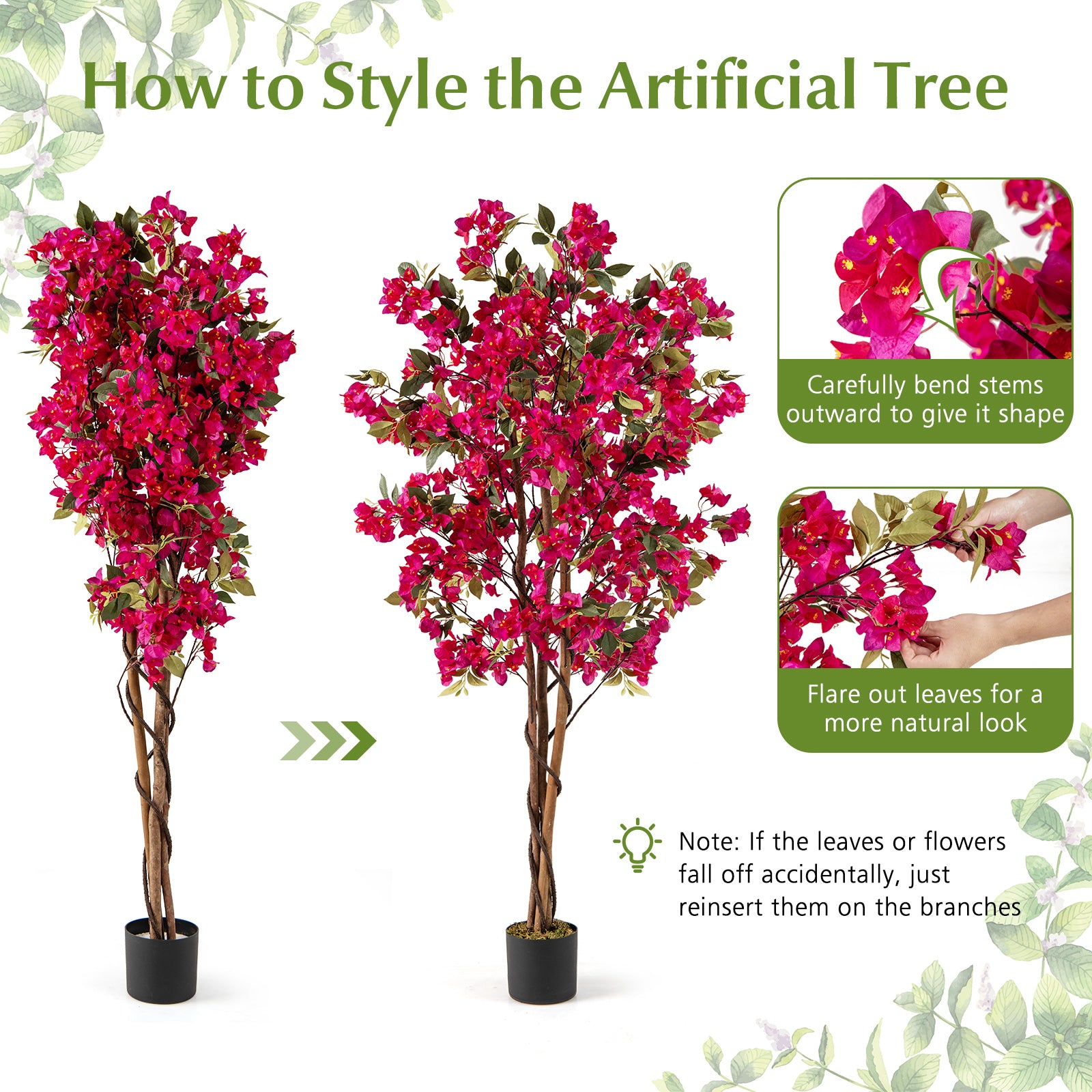 6 Feet Artificial Bougainvillea Tree with 910 Flowers-2 Pieces
