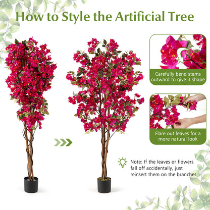 6 Feet Artificial Bougainvillea Tree with 910 Flowers-2 Pieces