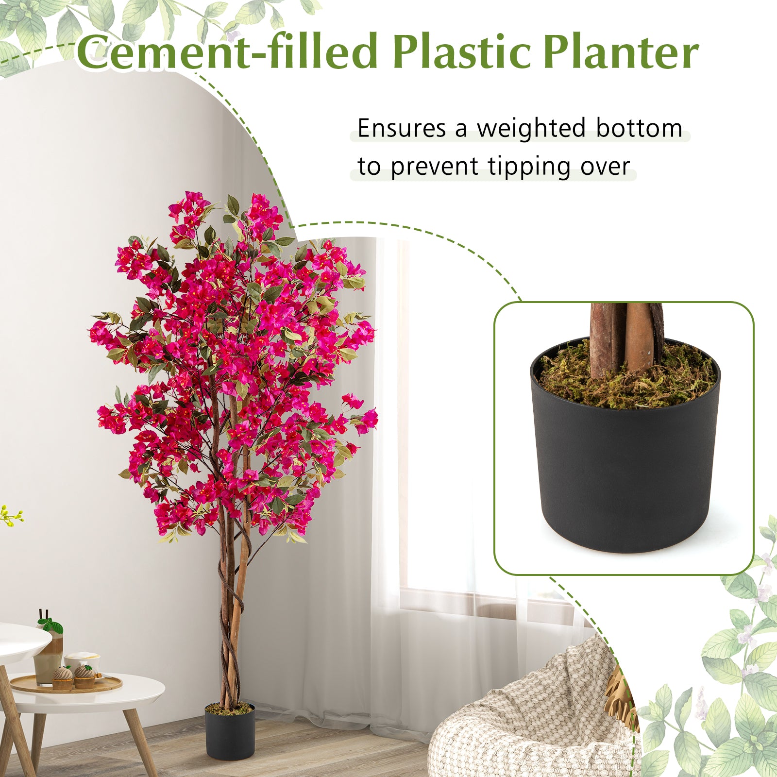 6 Feet Artificial Bougainvillea Tree with 910 Flowers-1 Piece