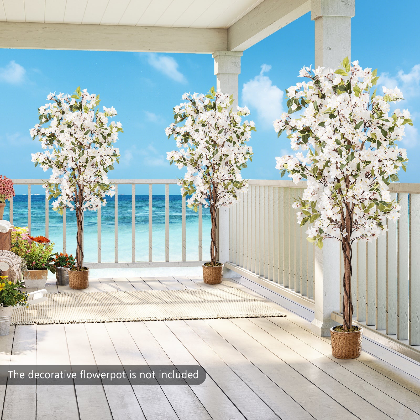 6 Feet Artificial Bougainvillea Tree with 910 White Flowers-1 Pieces