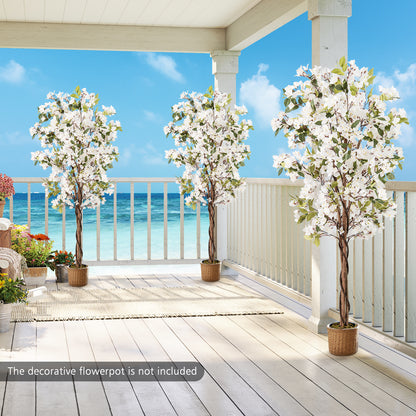 6 Feet Artificial Bougainvillea Tree with 910 White Flowers-1 Pieces