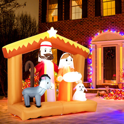 6 Feet Christmas Inflatables Nativity Scene Outdoor Decoration with Built-in LED Lights