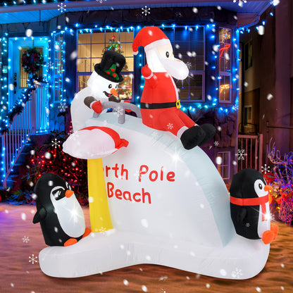 6 Feet Christmas Inflatable with Blow up Penguins and Santa Decoration
