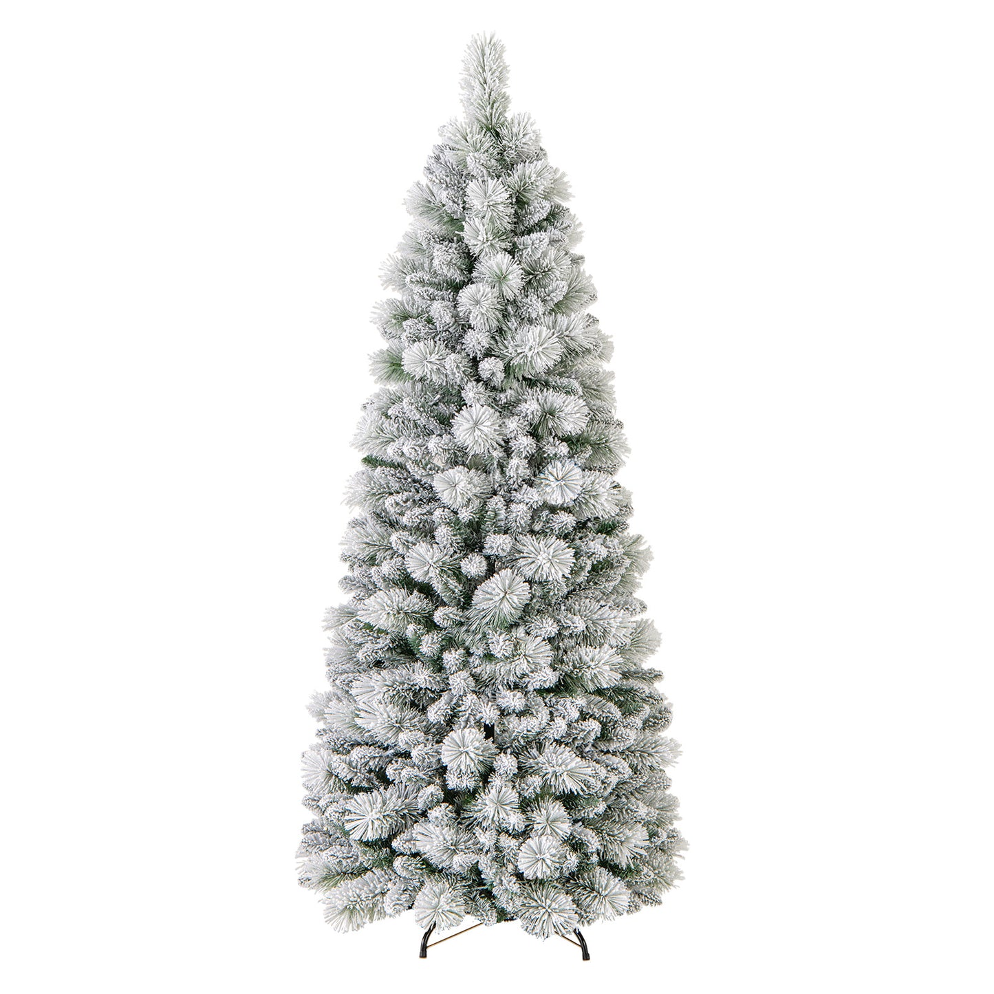 6 Feet Flocked Christmas Tree with Pine Needles and LED Lights