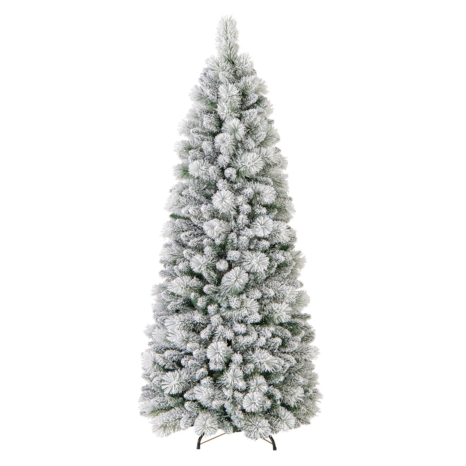 6 Feet Flocked Christmas Tree with Pine Needles and LED Lights