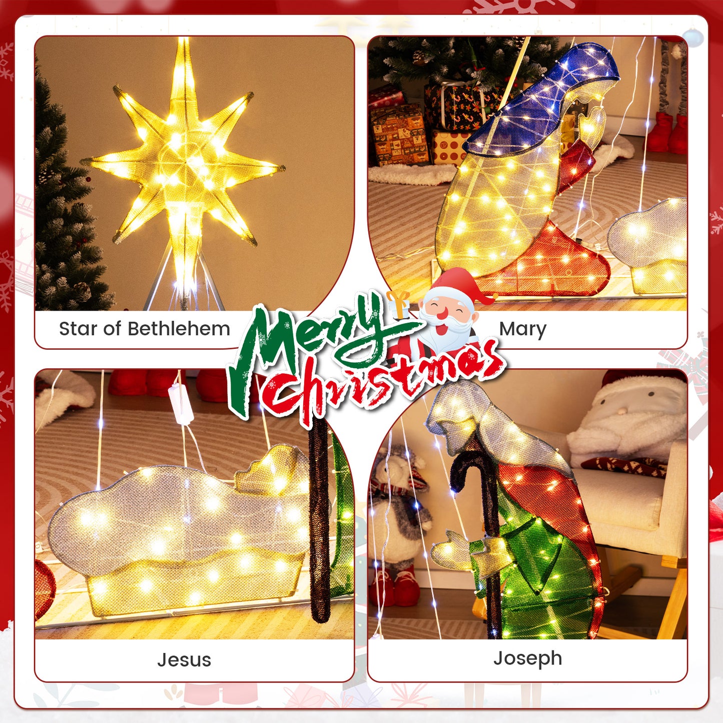 6 Feet Lighted Nativity Scene with 240 LED Lights