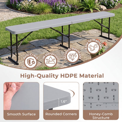 6 Foot Folding Bench with Carrying Handle - 660 lb Capacity