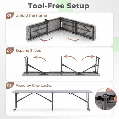 6 Foot Folding Bench with Carrying Handle - 660 lb Capacity