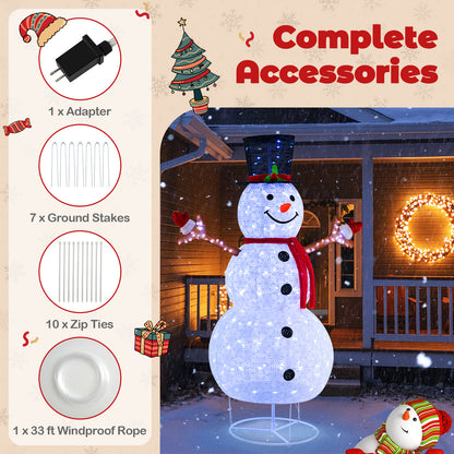 6 Feet Pre-Lit Christmas Snowman with Built-in Lights and Black Hat