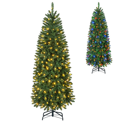 6 Feet Pre-Lit Artificial Christmas Tree with 300/250/170/380 Warm White and Multi
