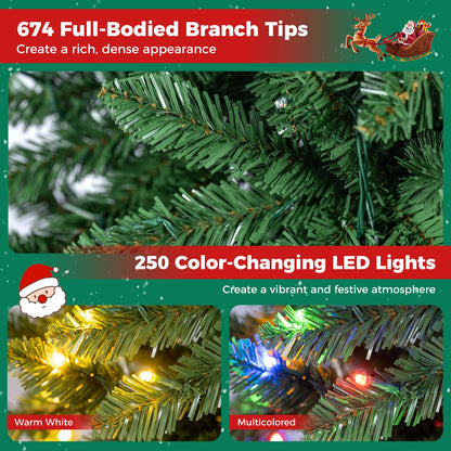 6 Feet Pre-Lit Artificial Christmas Tree with 300/250/170/380 Warm White and Multi