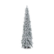 4 Feet Pre-Lit Artificial Christmas Tree Snow-Flocked Slim Pencil Xmas Decor - 6 Ft
